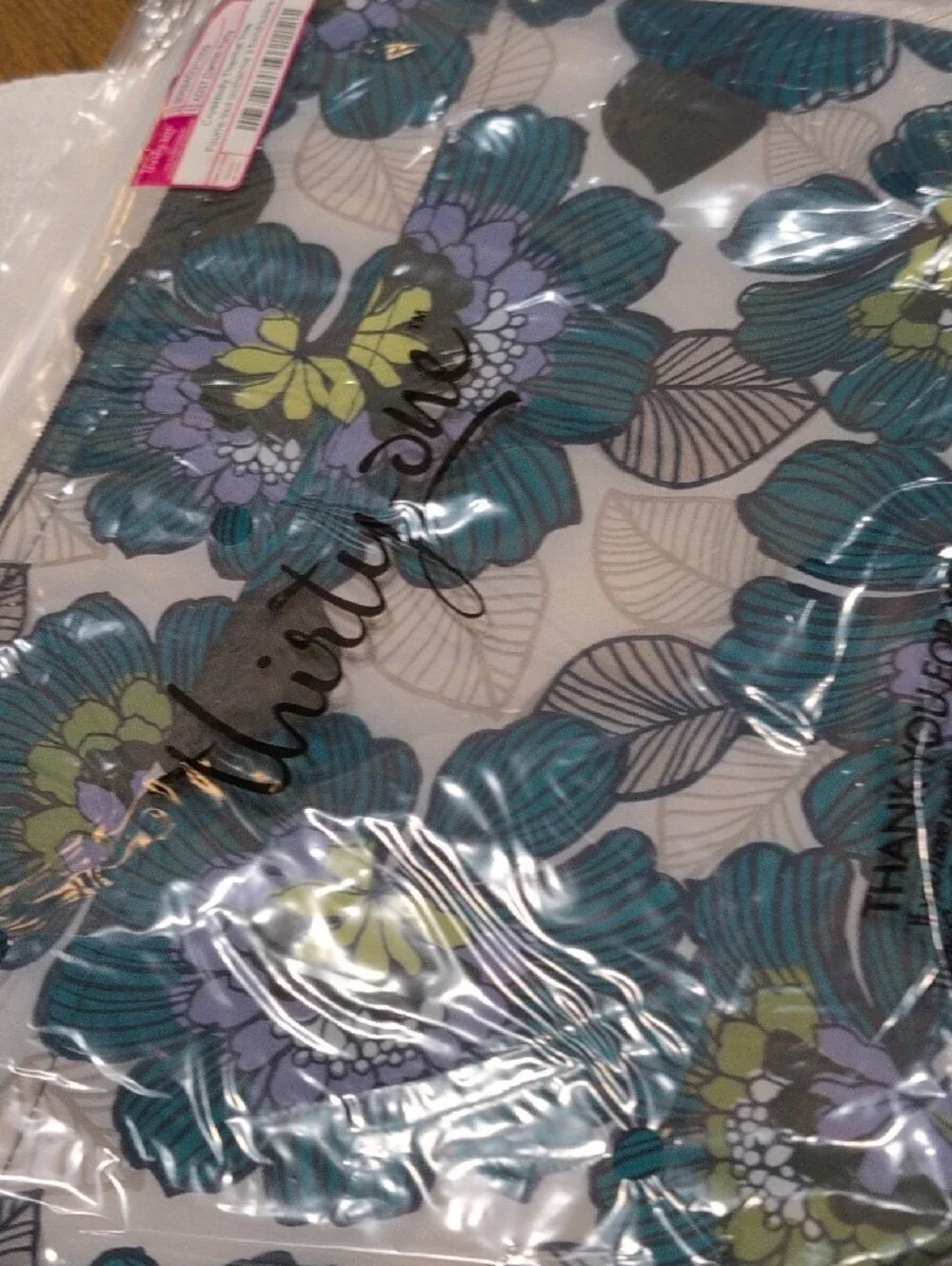 thirty-one Teal and Purple Floral Crossbody Thermal Tote